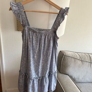 Lush Dress Women M Blue  Floral Tiered Cotton Babydoll Sundress Peasant Romantic